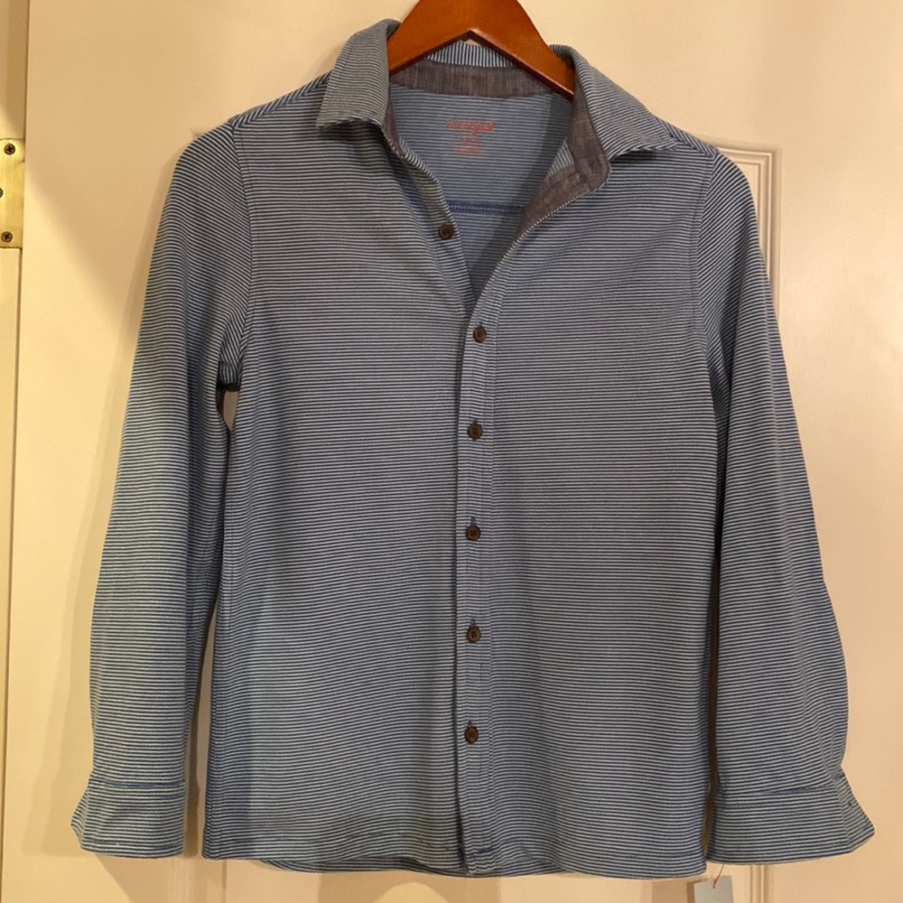 NWT Boys Cat & Jack blue super soft button long sleeve shirt, Size 8/10